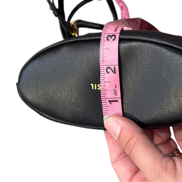 Fossil Talulla Small Hobo Leather Bag Handbag Black Gold Purse Excellent - Picture 14 of 14